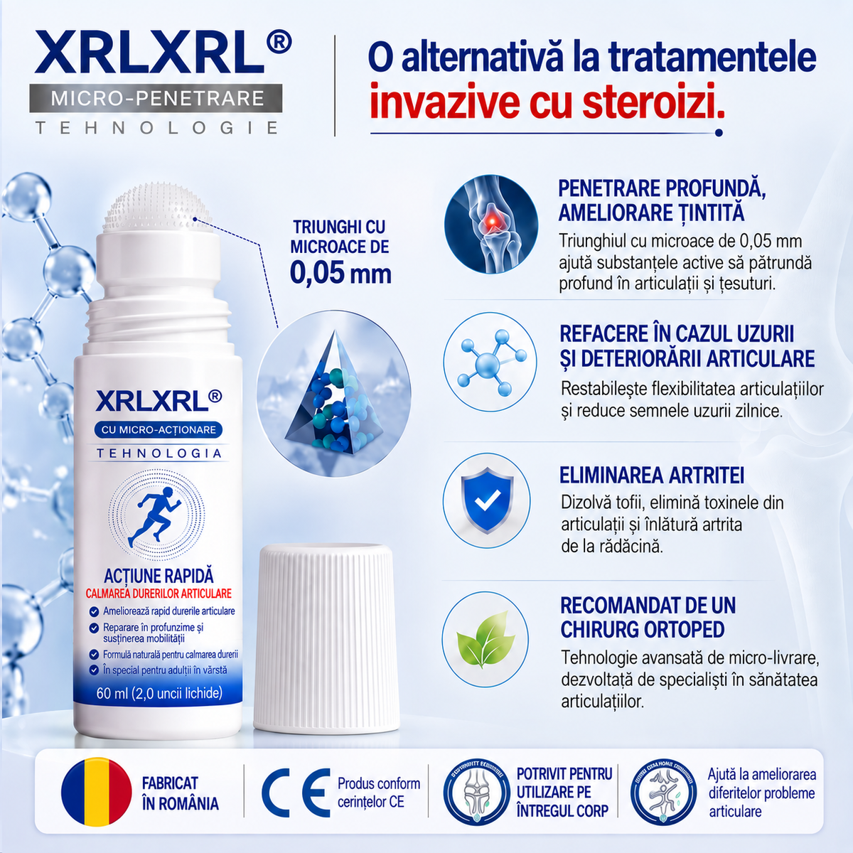 🌿𝑿𝑹𝑳𝑿𝑹𝑳®👨‍⚕️ TEHNOLOGIE ORTOPEDICĂ DE NOUĂ GENERAȚIE Rulou regenerant pentru oase și articulații cu microace de 0,05 mm